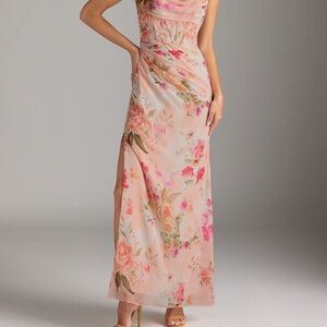 Floral azazie Pink Maxi Dress bridesmaid dress